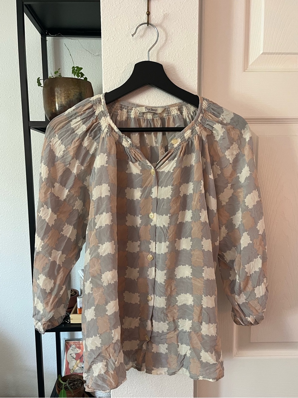 Tucker 100% silk blouse
